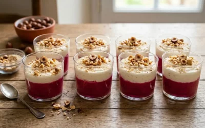 Verrines aux betteraves, ricotta et noisettes