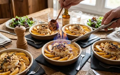 Fromage de chèvre flambé aux noisettes